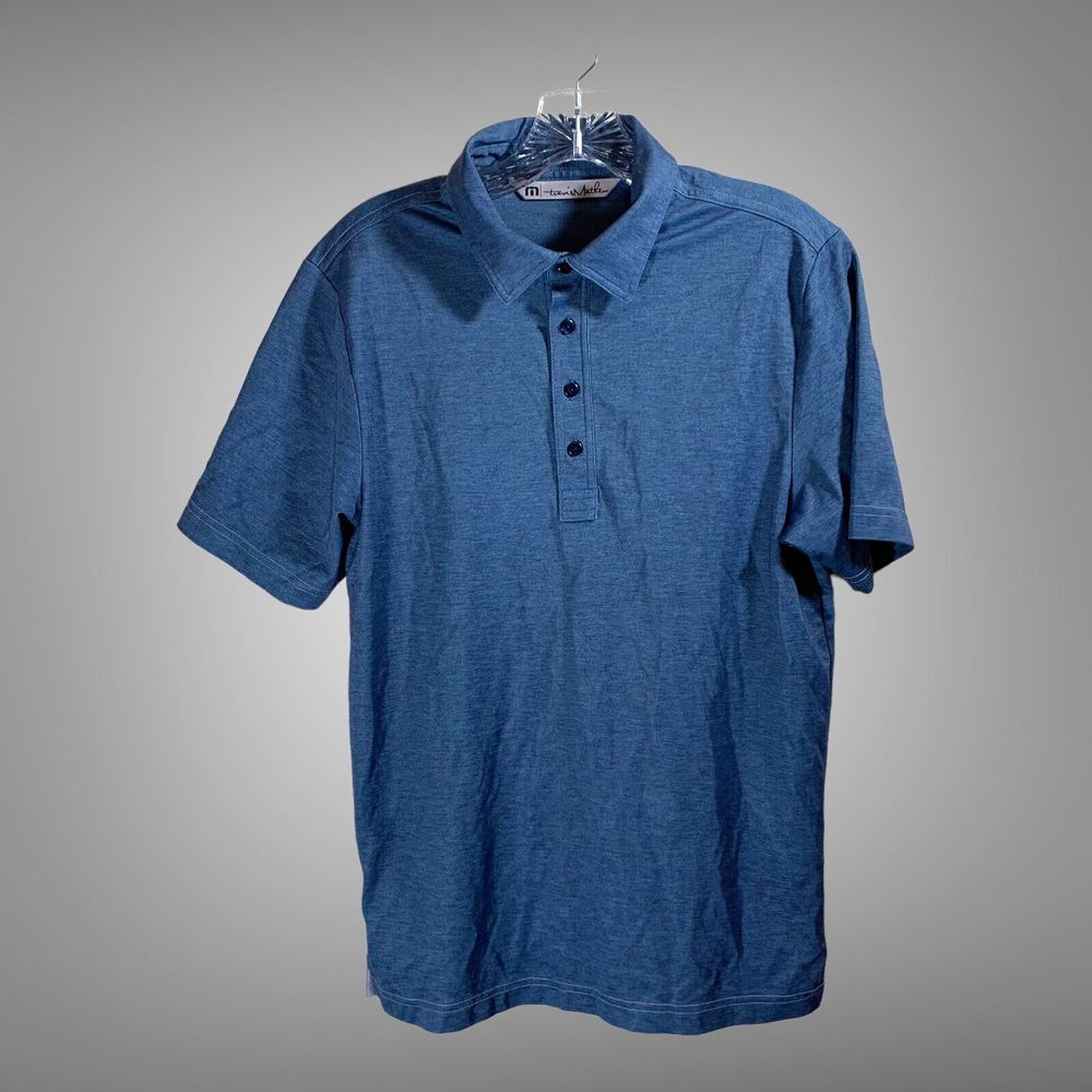 Travis Mathew Shirt Sz Small Mens Pima Cotton Blue 4 Button Golf‎ Shirt